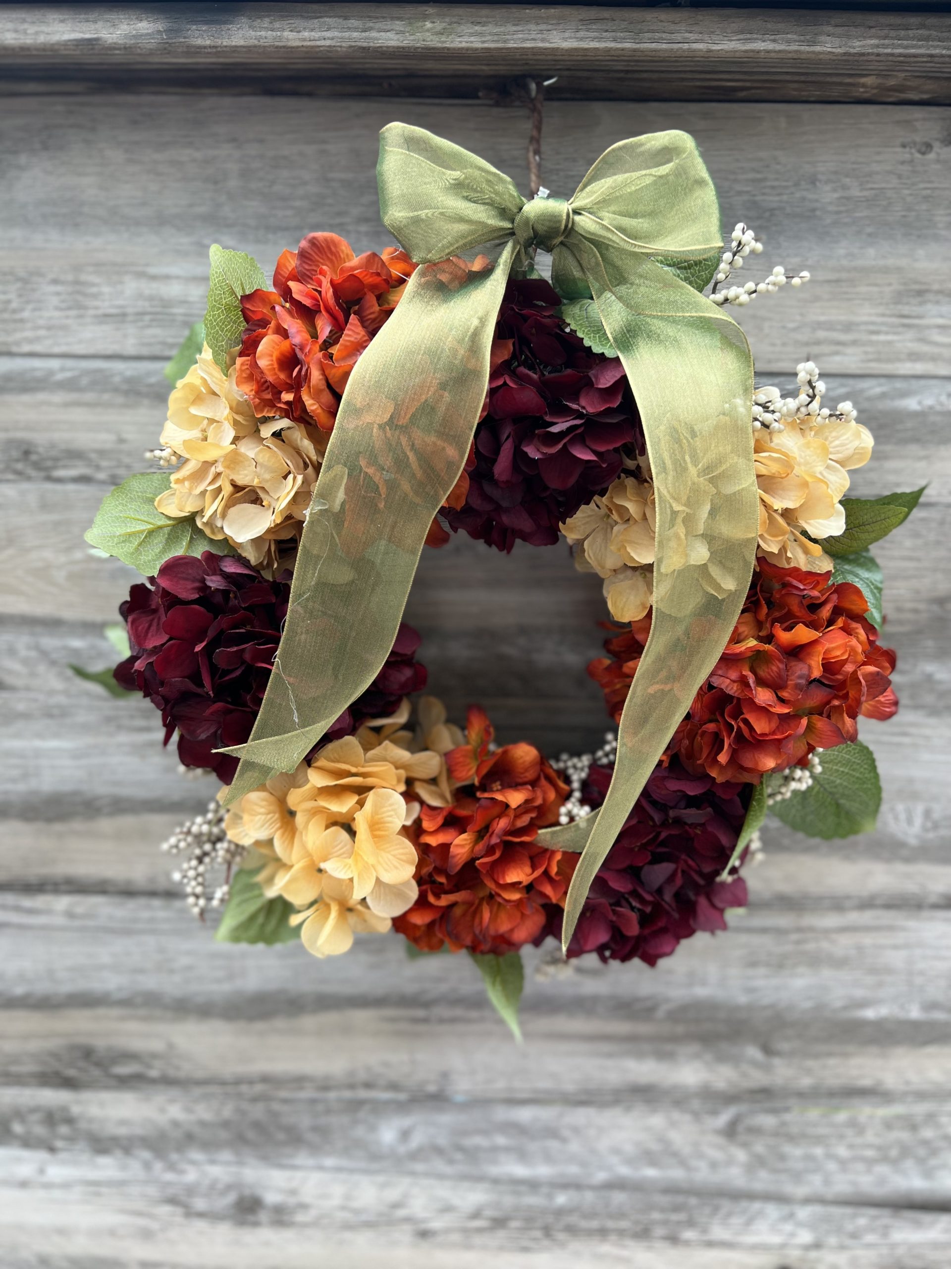 Rustic Fall Hydrangea Wreath Halo Honey Wreath Co